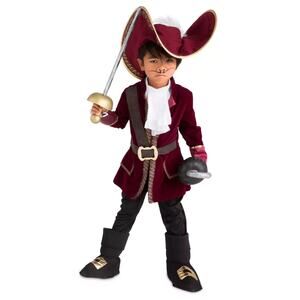 Disney Store Captain Hook Kids Deluxe Pirate Costume Size 4